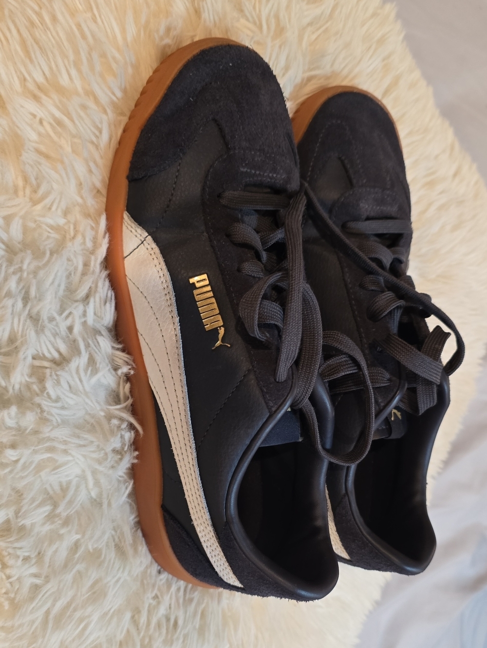 Puma Blue Sneakers with White Formstripe and Gum Outsole